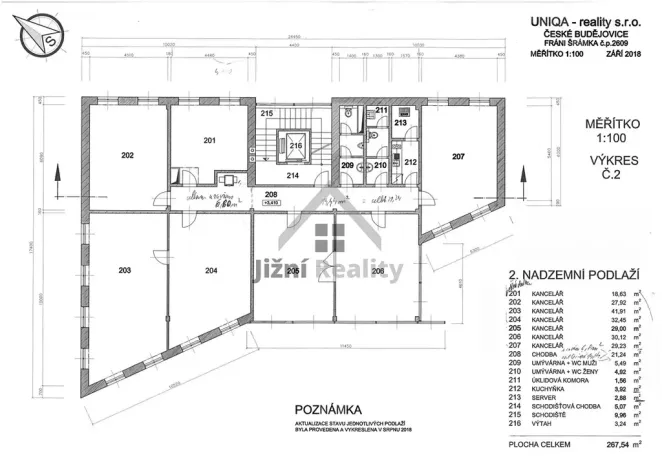 Pronájem kanceláře, České Budějovice, Fráni Šrámka, 250 m2