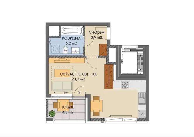 Prodej bytu 1+kk, Praha - Hlubočepy, Gollové, 33 m2