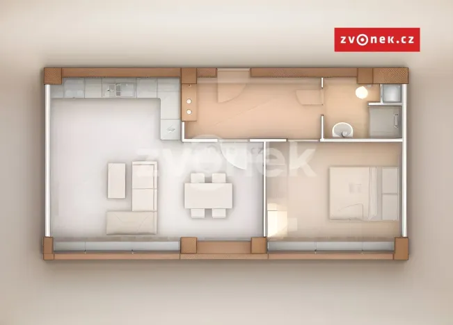Pronájem bytu 2+kk, Zlín, Zarámí, 47 m2