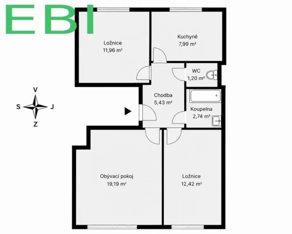Prodej bytu 3+1, Červený Újezd, U Okálu, 62 m2