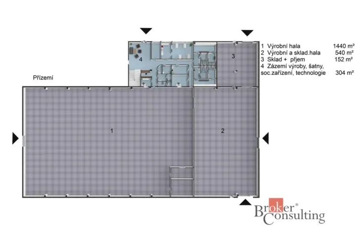 Pronájem výrobních prostor, Uherský Brod, Nivnická, 2850 m2