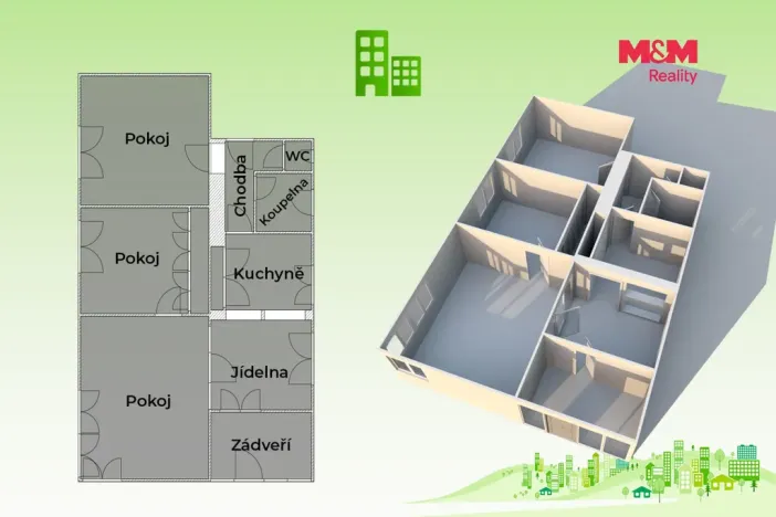 Prodej bytu 3+1, Vsetín, Lázky, 86 m2