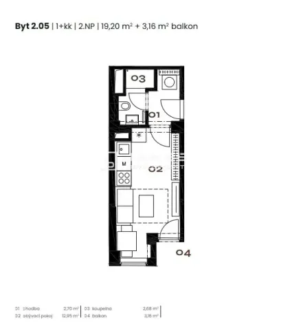 Prodej bytu 1+kk, Praha - Holešovice, Vinařská, 19 m2