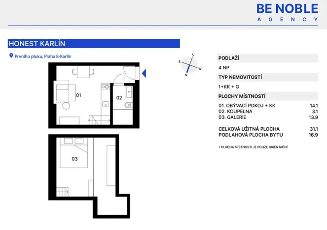Prodej bytu 2+kk, Praha - Karlín, Prvního pluku, 31 m2
