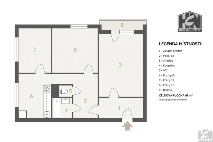 Pronájem bytu 3+1, Jablonec nad Nisou, Liberecká, 61 m2