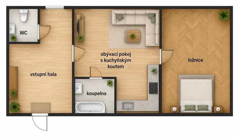 Pronájem bytu 2+kk, Hradec Králové, Bidlova, 59 m2