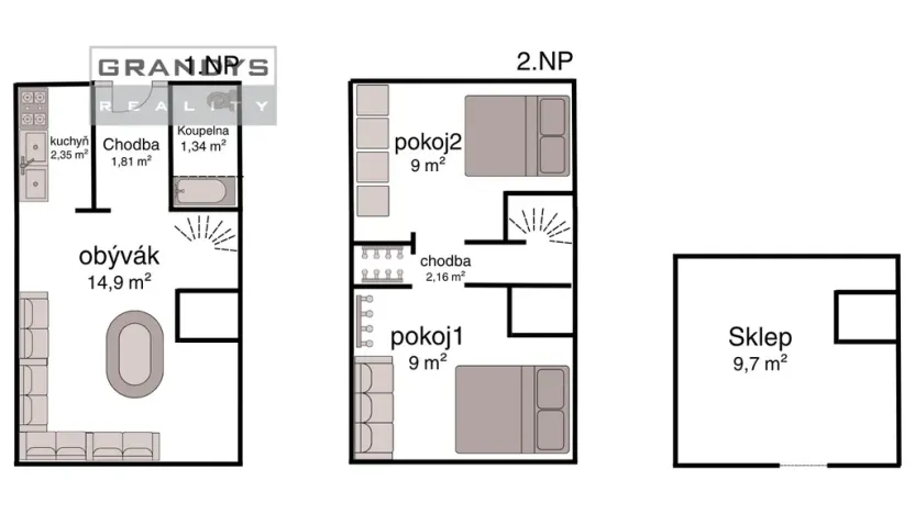 Prodej bytu 3+kk, Frymburk - Milná, 50 m2