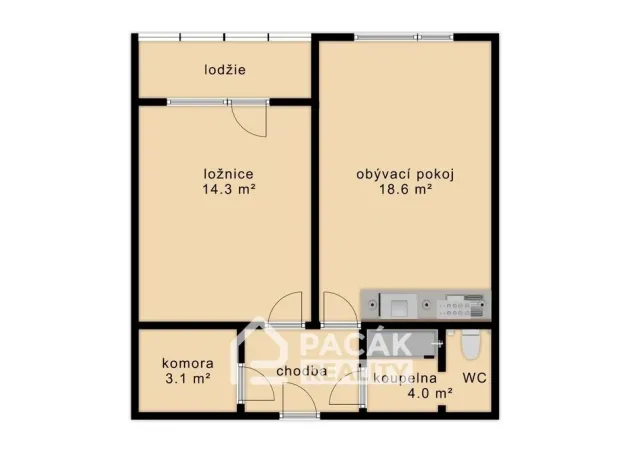Pronájem bytu 2+kk, Olomouc - Nová Ulice, Za vodojemem, 50 m2