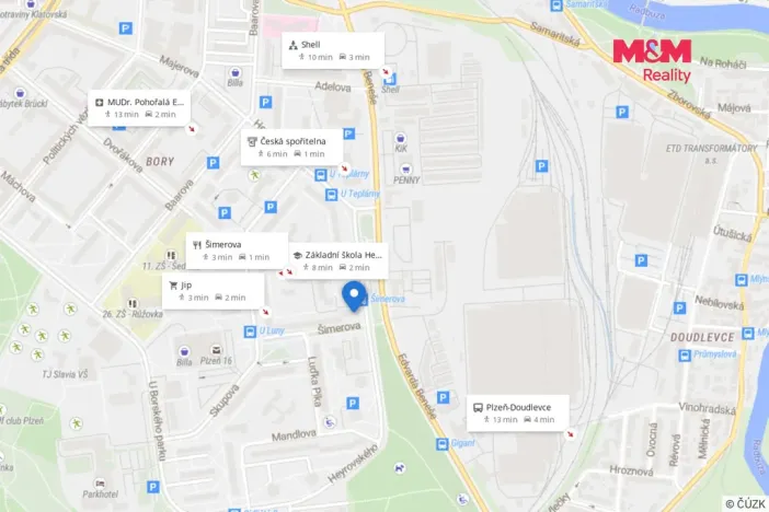 Pronájem bytu 1+kk, Plzeň - Doudlevce, Šimerova, 20 m2