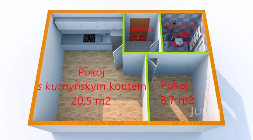Pronájem bytu 2+kk, Staré Město, Hradišťská, 37 m2