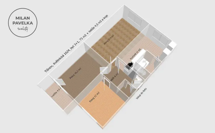 Prodej bytu 3+1, Tišnov, Květnická, 73 m2