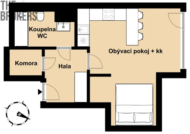 Pronájem bytu 1+kk, Praha - Karlín, U Mlýnského kanálu, 37 m2