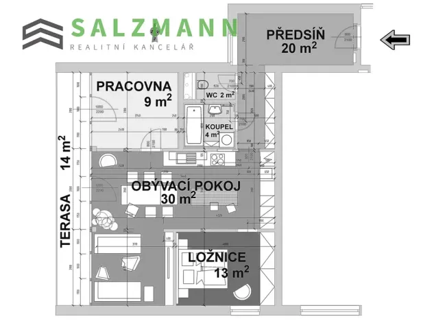 Pronájem bytu 3+kk, Plzeň, Lidická, 78 m2