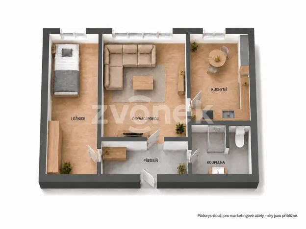 Prodej bytu 2+1, Zlín, Budovatelská, 45 m2