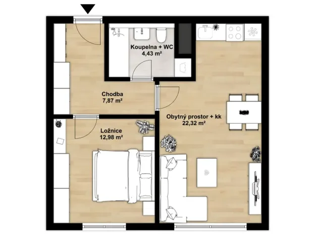 Pronájem bytu 2+kk, Chrudim, V Hliníkách, 50 m2