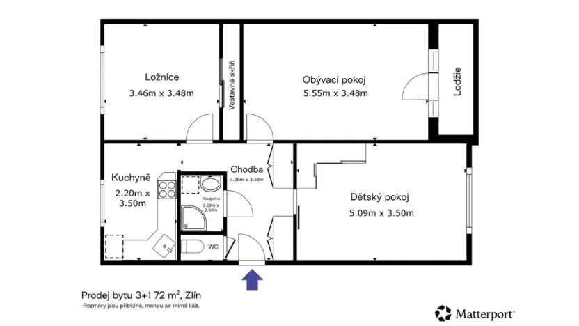 Prodej bytu 3+1, Zlín, Dukelská, 72 m2