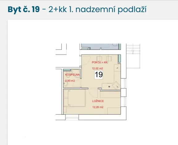 Pronájem bytu 2+kk, Staré Hradiště, U Pošty, 27 m2
