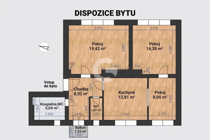 Prodej bytu 3+1, Zlín, Hluboká, 69 m2