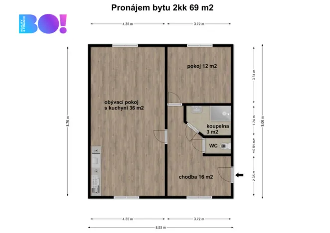 Pronájem bytu 2+kk, Kralice na Hané, U mlýna, 68 m2
