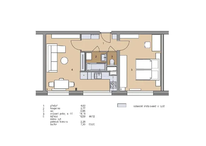Pronájem bytu 2+kk, Pardubice, Gagarinova, 44 m2