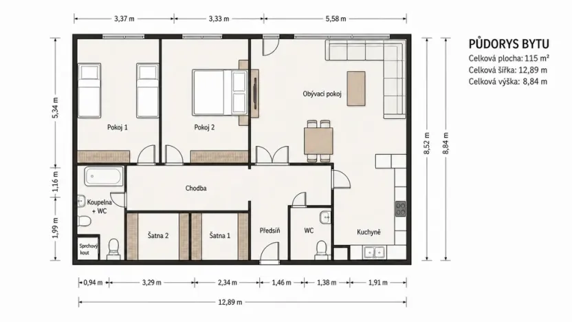 Prodej bytu 3+kk, Brno, Majdalenky, 115 m2