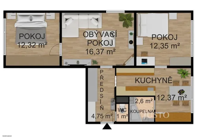 Prodej bytu 3+1, Písek, třída Přátelství, 61 m2