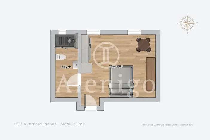 Prodej bytu 1+kk, Praha - Motol, Kudrnova, 25 m2