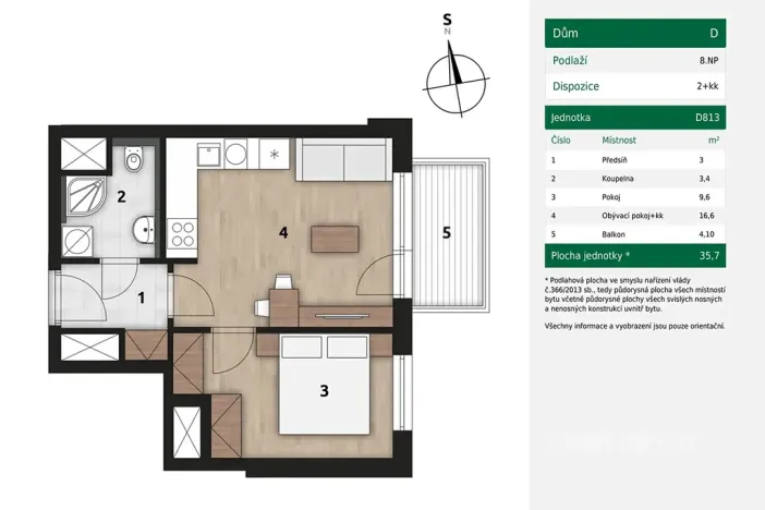 Pronájem bytu 2+kk, Praha, 34 m2