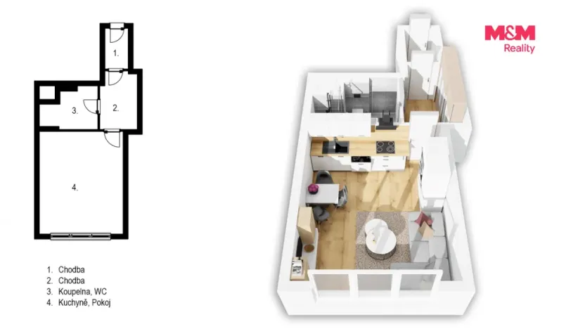 Prodej bytu 1+kk, Praha - Chodov, Bachova, 41 m2