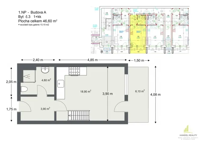 Prodej bytu 1+kk, Břeclav, 45 m2