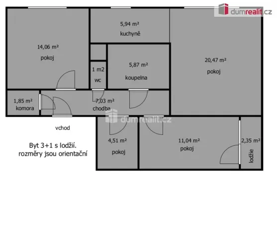 Pronájem bytu 3+1, Mělník, Dykova, 71 m2