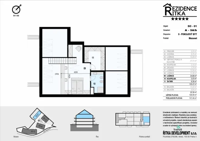 Prodej bytu 5+kk, Řitka, Všenorská, 129 m2