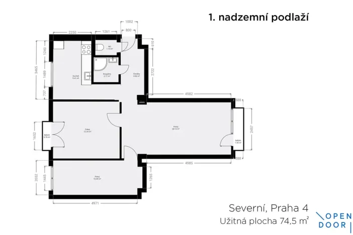 Pronájem bytu 3+kk, Praha - Záběhlice, Severní I, 66 m2
