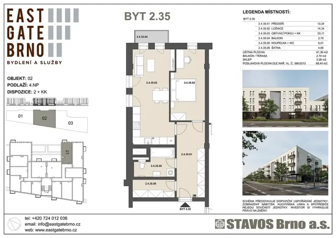 Prodej bytu 2+kk, Brno, Řípská, 61 m2