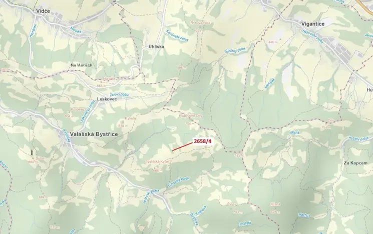 Dražba pozemku, Valašská Bystřice, 370 m2