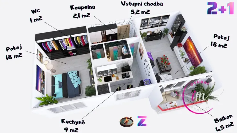 Prodej bytu 2+1, Jihlava, Kollárova, 53 m2