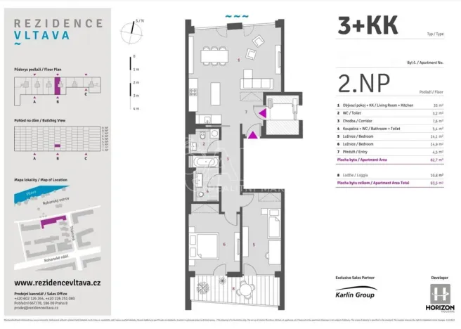 Pronájem bytu 3+kk, Praha - Karlín, Za Karlínským přístavem, 93 m2