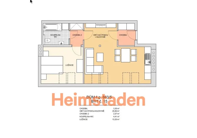 Pronájem bytu 2+kk, Ostrava - Poruba, náměstí Boženy Němcové, 49 m2