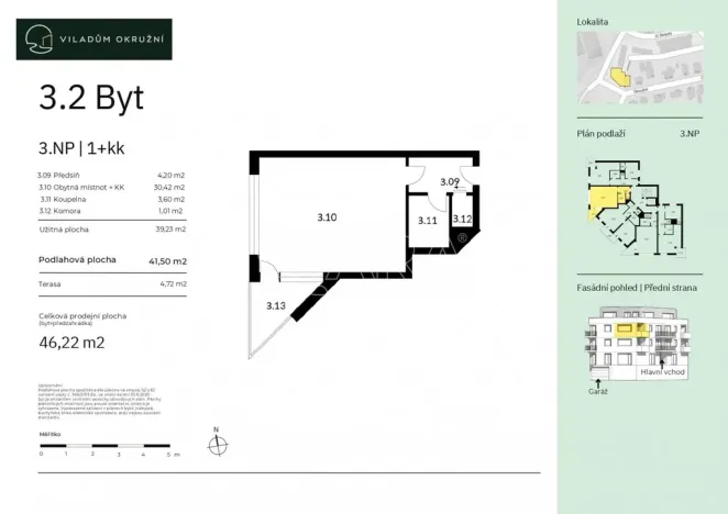 Prodej bytu 1+kk, Praha - Komořany, Okružní