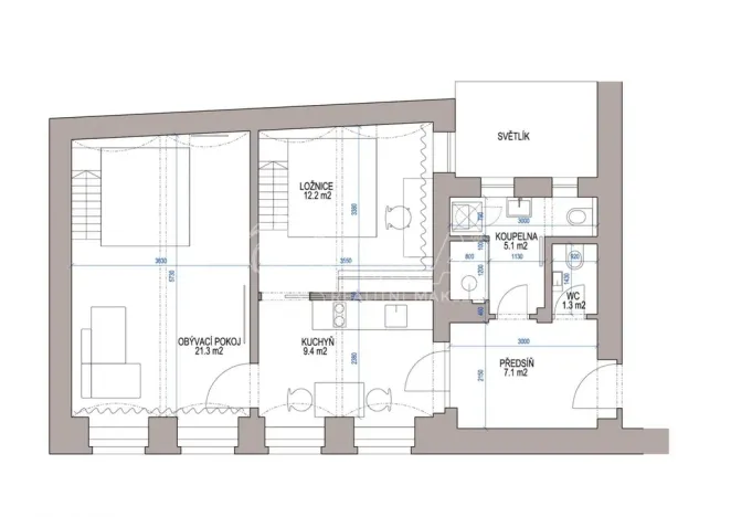 Pronájem bytu 2+1, Praha - Nové Město, Hybernská, 54 m2
