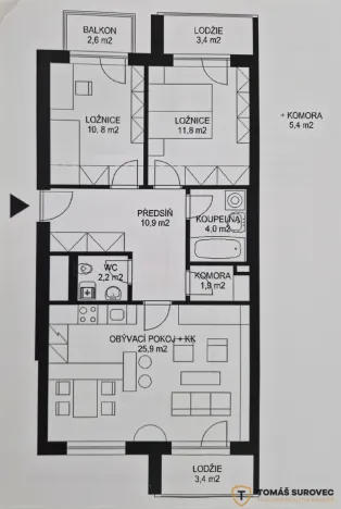 Pronájem bytu 3+kk, Brno, Blažovická, 82 m2