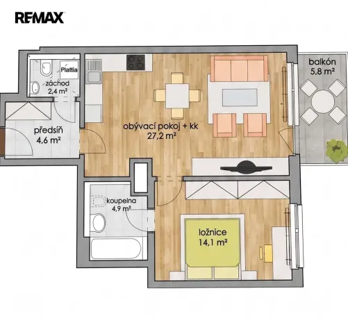 Prodej bytu 2+kk, Praha - Vysočany, Modrého, 61 m2