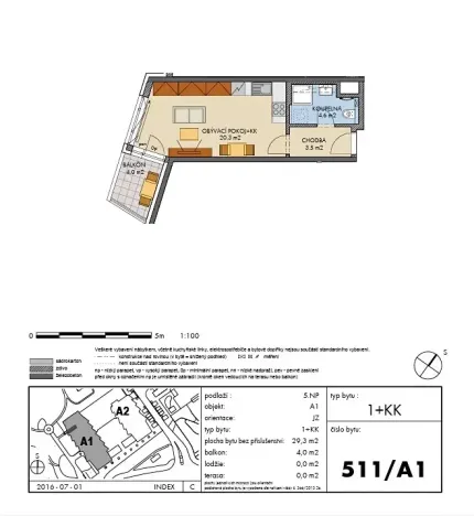 Pronájem bytu 1+kk, Praha - Střížkov, Lovosická, 29 m2