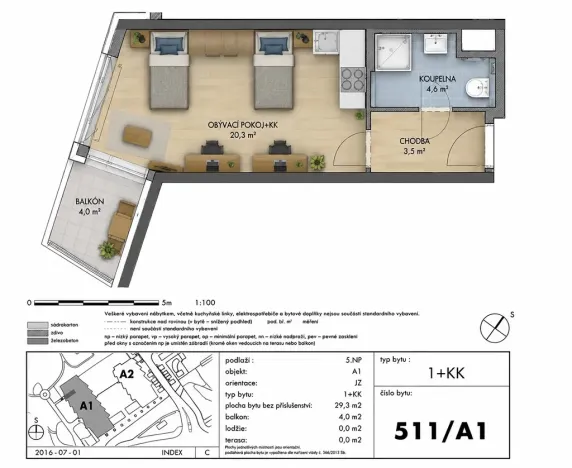 Pronájem bytu 1+kk, Praha - Střížkov, Lovosická, 29 m2