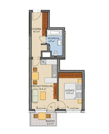 Prodej bytu 2+kk, Praha - Dolní Měcholupy, Honzíkova, 47 m2