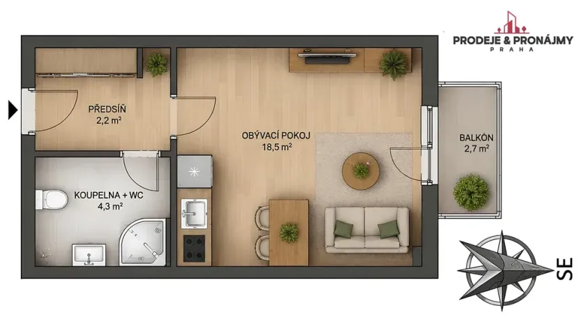 Prodej bytu 1+kk, Praha, Zakšínská, 30 m2