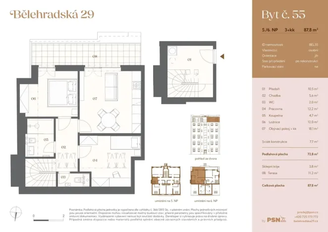 Prodej bytu 3+kk, Praha, Bělehradská, 65 m2