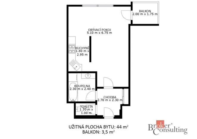 Prodej bytu 1+kk, Brno - Starý Lískovec, U Leskavy, 48 m2