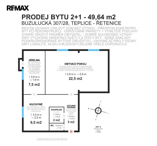 Prodej bytu 2+1, Teplice - Řetenice, Buzulucká, 49 m2