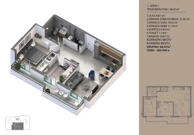Prodej bytu 3+kk, Dobrota, Černá Hora, 104 m2